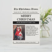 新聞の1年を振り返る家族写真クリスマス シーズンカード (スタンド正面)