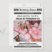 新聞の21歳の誕生日招待状 招待状 (正面)