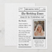 新聞の50歳の誕生日 面白い雑誌の表紙写真 招待状 (正面/裏面)