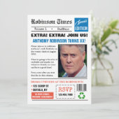 新聞は任意の年齢の誕生日写真招待状 招待状 (スタンド正面)