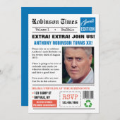 新聞は任意の年齢の誕生日写真招待状 招待状 (正面/裏面)