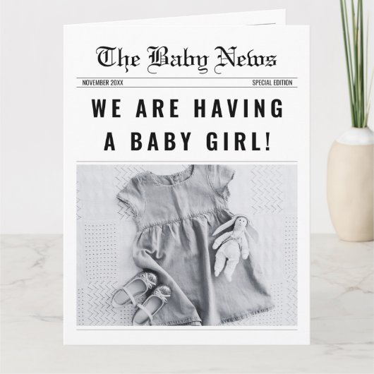 新聞は女の子のベビージェンダーの暴露 カード (正面)