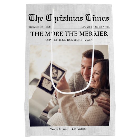 新聞より多くのメリーベビークリスマス ミディアムペーパーバッグ (裏面)