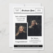 新聞をテーマにしたフォトコラージュ卒業パーティー 案内状 (裏面)