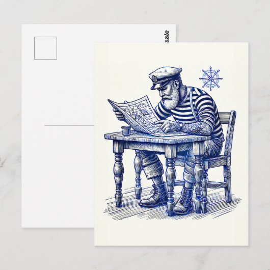 新聞を読む水兵 ポストカード (正面/裏面)