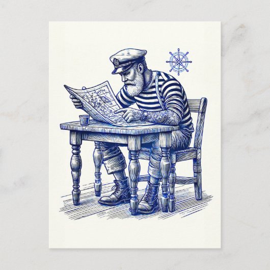 新聞を読む水兵 ポストカード (正面)