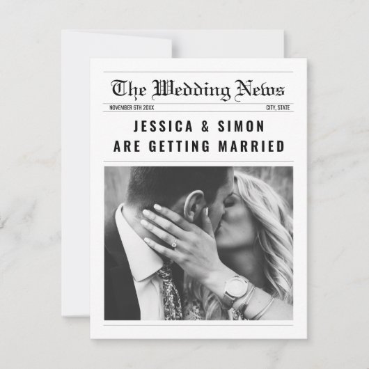 新聞エレガントの写真が一つ一つ結婚に 招待状 (正面)