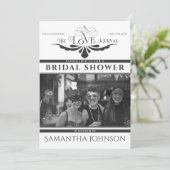 新聞エレガントブラックブライダル&カップルシャワー 招待状 (スタンド正面)