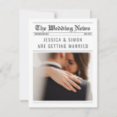 新聞エレガント写ユニーク真詳細結婚ズ 招待状 (正面)