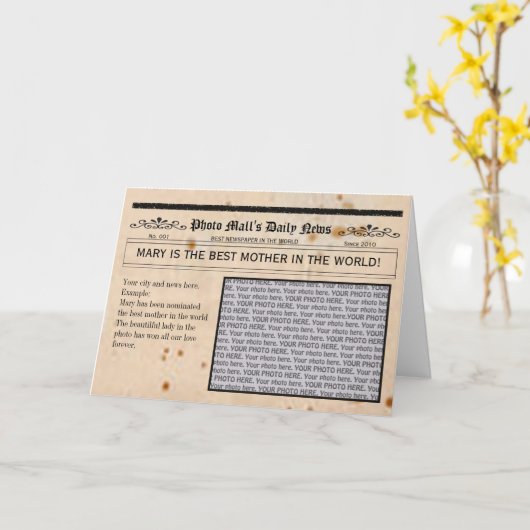 新聞カスタマイズ可能な挨拶状フレーム カード (黄色い花)