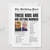 新聞カスタムのモノグおもしろいラ結婚ム 招待状 (正面)