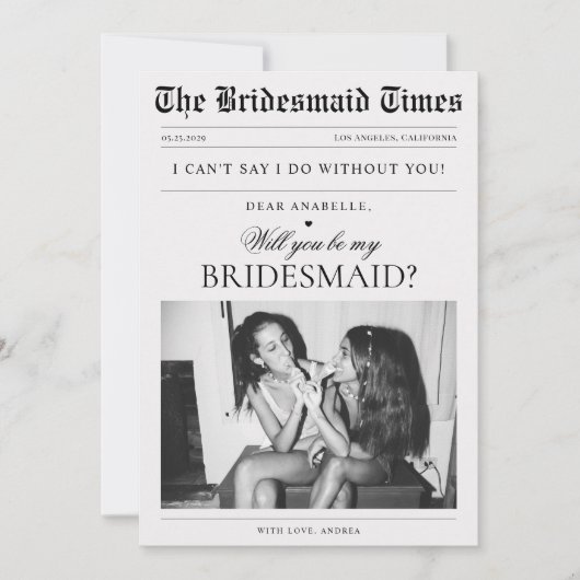 新聞カスタムの写真のブユニークライデメイドの提案 招待状 (正面)