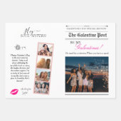 新聞ガレンティンポストフラワーブーケピンクリップ ラッピングペーパーシート (正面2)