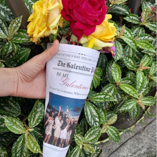 新聞ガレンティンポストフラワーブーケピンクリップ ラッピングペーパーシート