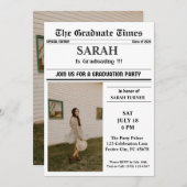 新聞クラシックスタイルフロントページ卒業 招待状 (正面/裏面)