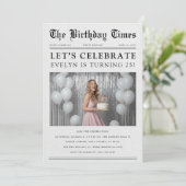 新聞クラシック 写真 誕生日お祝い 招待状 (スタンド正面)