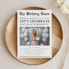 新聞クラシック 写真 誕生日お祝い 招待状