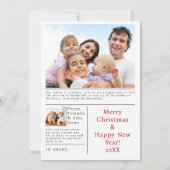 新聞クリスマスカード写真ベビー発表 招待状 (裏面)