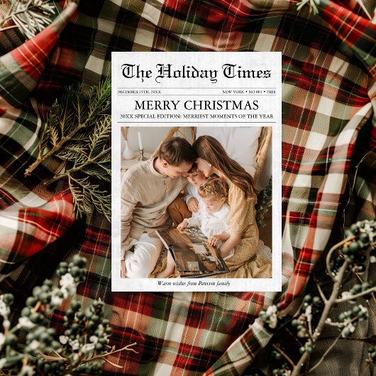 新聞クリスマスニュースレター写真コラージュ シーズンカード