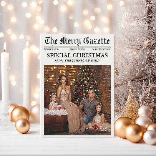 新聞クリスマスニュースレター写真コラージュ シーズンカード