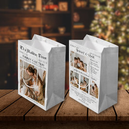 新聞クリスマスニュースレター写真コラージュ ミディアムペーパーバッグ