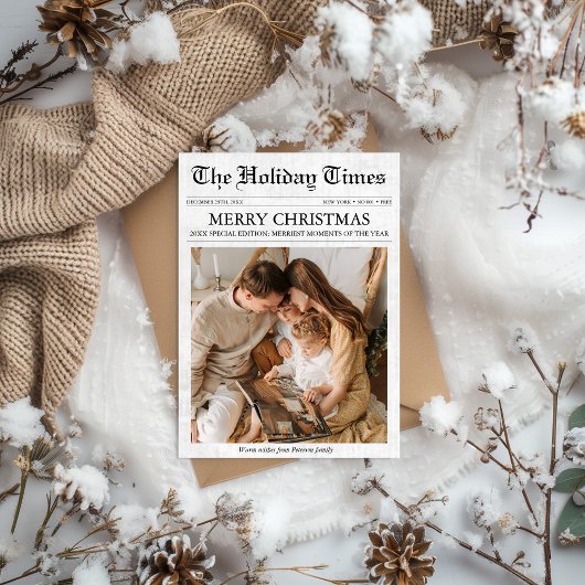 新聞クリスマスニュースレター1 ユニーク写真 シーズンカード
