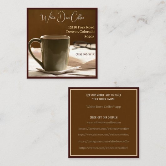 新聞グラスマグカフェバリスタコーヒー スクエア名刺 (正面/裏面)