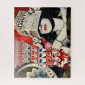 新聞グランジを持つ女性の通り芸術 ジグソーパズル (縦)