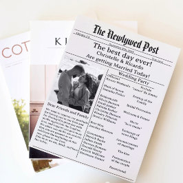 新聞シンプルの結婚式の日取りを保存 招待状