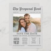 新聞スタイルおもしろいグレー日付の写真を保存 セーブザデート (正面/裏面)