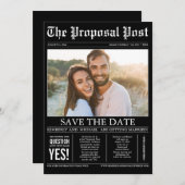 新聞スタイルおもしろいブラック日付写真を保存 セーブザデート (正面/裏面)