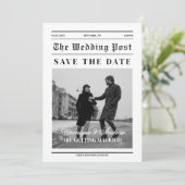 新聞スタイルおもしろい日付の保存フォト招待状 招待状 (スタンド正面)