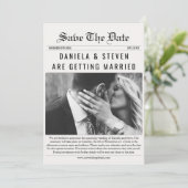 新聞スタイルのエレガントな写真ウェディング セーブザデート (スタンド正面)