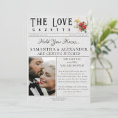 新聞スタイルのモダンな馬蹄写真 ウェディング セーブザデート (スタンド正面)