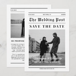 新聞スタイルの楽しいSave the Date写真招待状 招待状