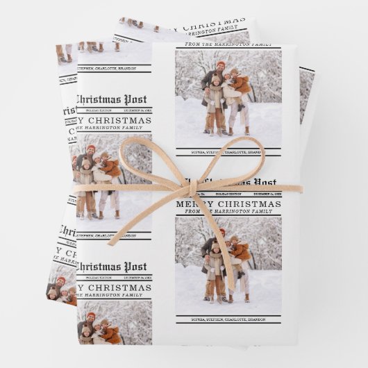 新聞スタイルクリスマスグリーティング ラッピングペーパーシート (インサイチュ)