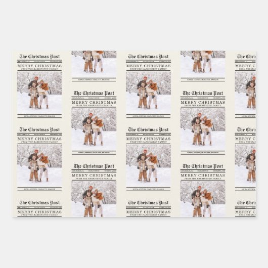 新聞スタイルクリスマスグリーティング ラッピングペーパーシート (正面3)