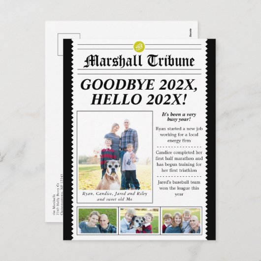 新聞スタイルファミリーニュースレター休日はがき シーズンポストカード (正面/裏面)