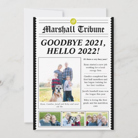 新聞スタイルファミリーニュースレターHoliday Card シーズンカード (正面)