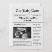 新聞スタイル写真おもしろい妊娠の発表 招待状 (正面)