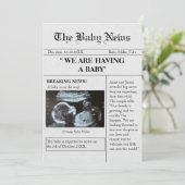 新聞スタイル写真おもしろい妊娠の発表 招待状 (スタンド正面)