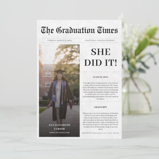 新聞スタイル卒業写真を撮った 招待状 (スタンド正面)