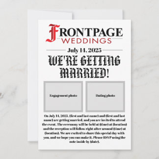 新聞スタイル結婚式招待状 招待状