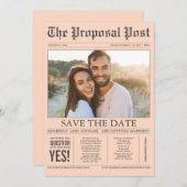 新聞スタイル赤面ピーチが日付の写真を保存 セーブザデート (正面/裏面)