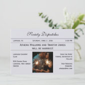 新聞スタイル エレガント レジデンシー時代の Save the Date 招待状 (スタンド正面)