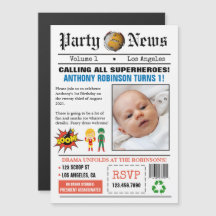 新聞スーパーヒーロー誕生日パーティーの写真