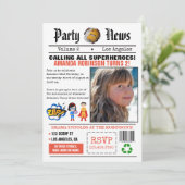 新聞スーパーヒーロー誕生日パーティー 招待状 (スタンド正面)