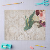 新聞デコページのバラ付き緑のオウム 薄葉紙 (クラフト)