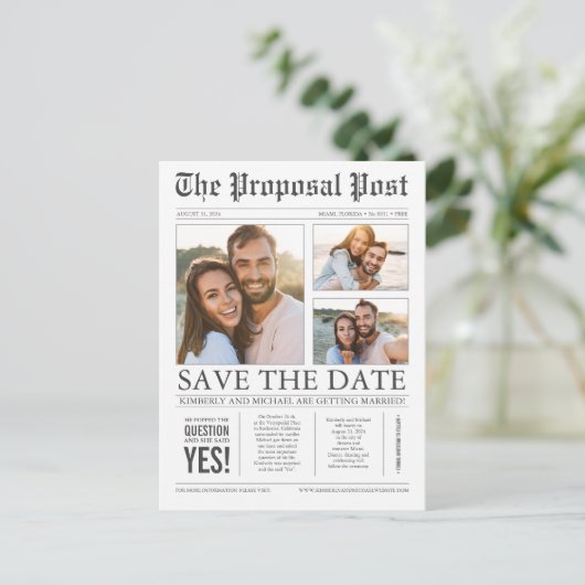 新聞ニューユニークス3枚の写真が日付を保存 案内ポストカード (スタンド正面)