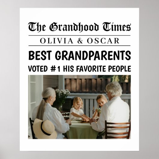 新聞パーソナライズされたの写真 | 最高の祖父母 ポスター (正面)